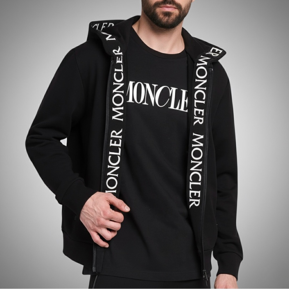MONCLER Black Zip-Up Hoodie Authentic Large